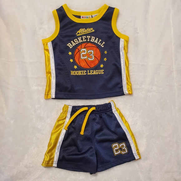 miniwear Other - Kids Basketball Tank Top and Shorts Set - Navy and Yellow #23